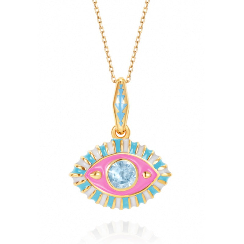 Wholesale Titanium Steel Diamond Devil's Eye Necklace